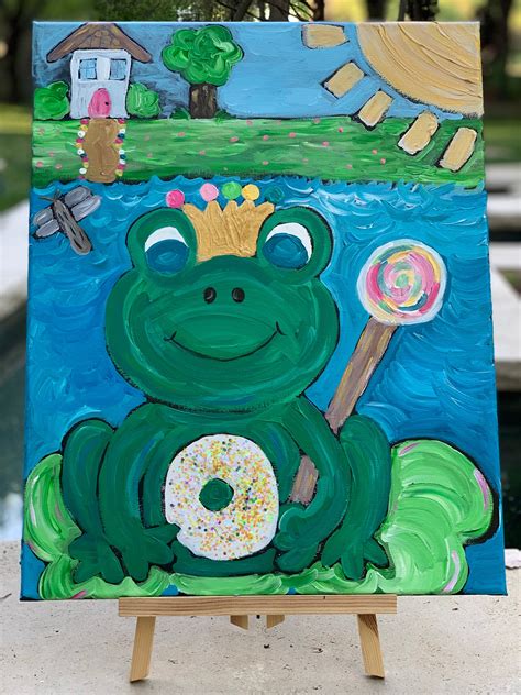 Whimsical frog art/Frog acrylic painting for girls room/whimsical ...