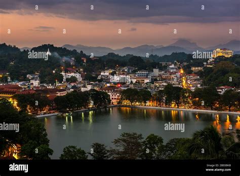 Beautiful Kandy city and lake at night, Kandy, Sri Lanka Stock Photo ...