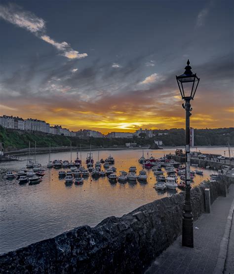 Sunset over the beautiful harbour at Tenby South Wales (3744 x 4385 ...