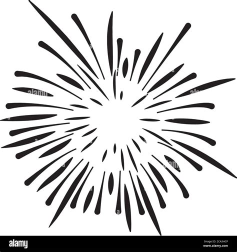 icon of fireworks explosion over white background, silhouette style ...