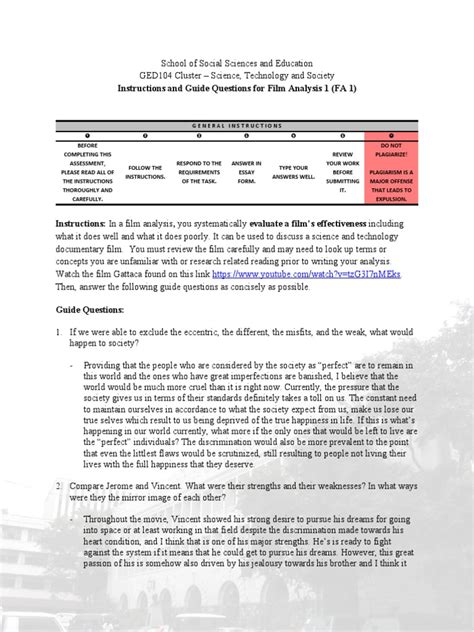 Film Analysis GED104 | PDF | Cloning | Happiness