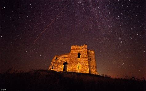 Meteor over the Roman castle 'Bukelon' near the village of Matochina ...