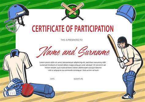 Premium Vector | Certificate of participation in cricket tournament