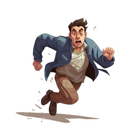 Man Running Away In Panic Afraid Of Something Flat Illustration ...