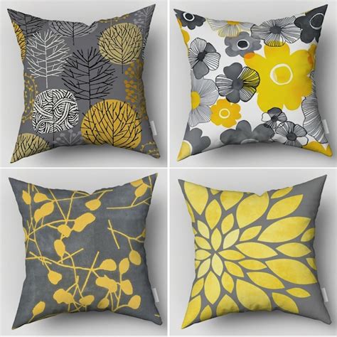 Yellow Gray Pillow - Etsy