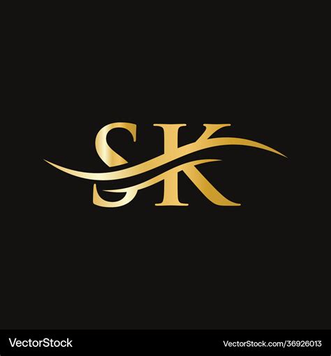 Initial linked letter sk logo design Royalty Free Vector