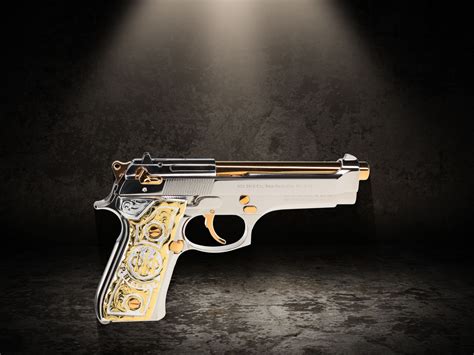 Deluxe Arms | Beretta 92FS Inox Custom Nickel Plated with Gold Accents