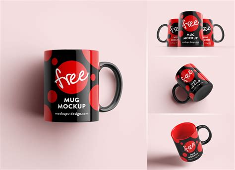 Free Mug Mockup PSD Set with 4 Different Angles - Good Mockups