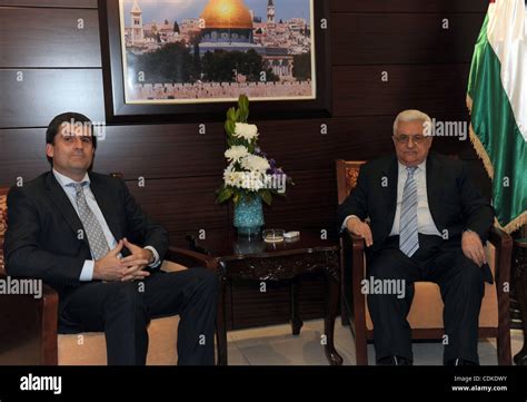 Palestinian President Mahmoud Abbas (Abu Mazen) uring a meeting with ...