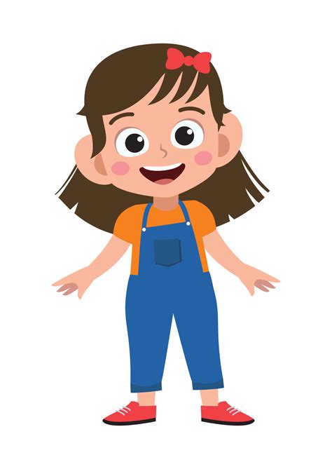 Vector illustration of happy little girl isolated on white background ...