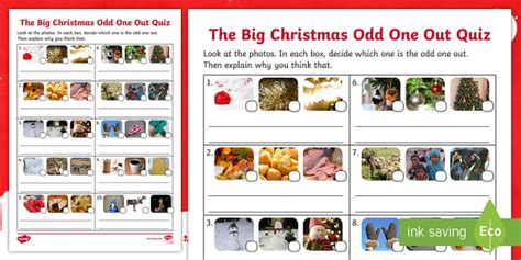 KS1 The Big Christmas Odd One Out Worksheet / Worksheet