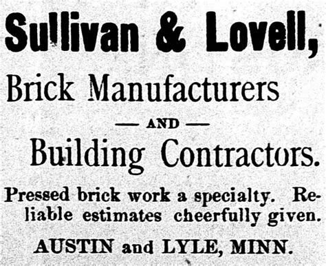 Sullivan & Lovell Brick Manufacturers and Building Contractors ad ...