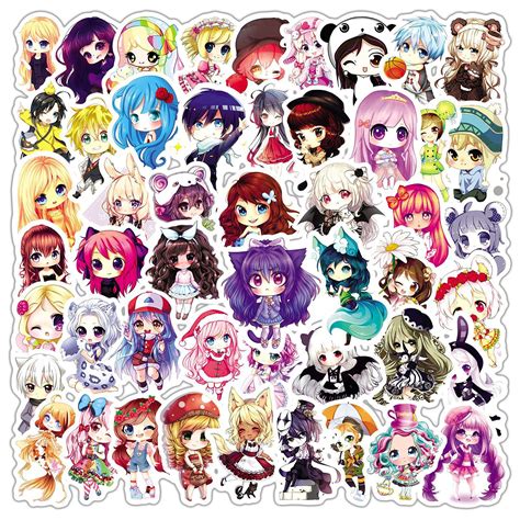 Buy Girl Cute Cartoon Anime Doll Laptop Stickers 50Pcs Pack, Water ...