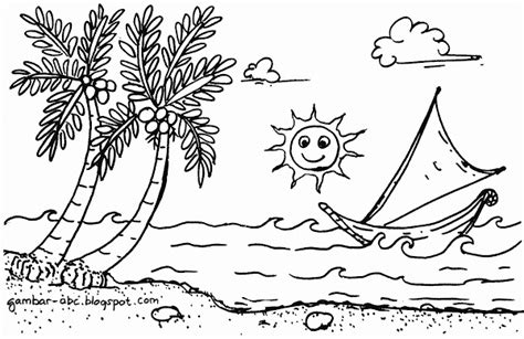 gambar mewarnai pemandangan pantai | Sketsa, Cara menggambar, Lukisan