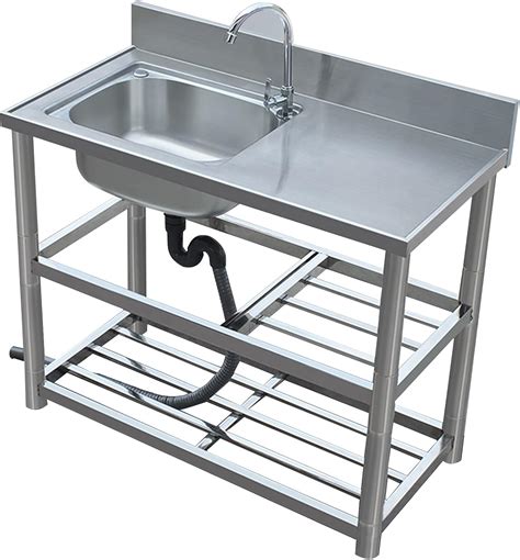 Free-standing Catering Sink, Left Sink, 304 Stainless Steel Sink Single ...