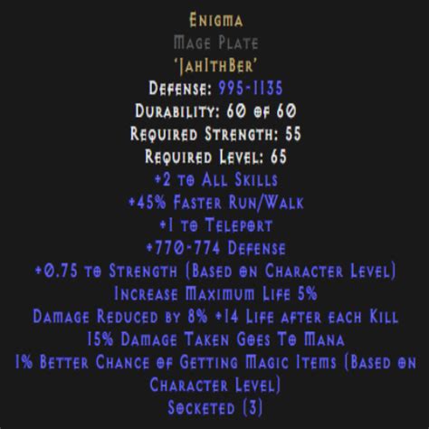 Buy D2R Enigma Enigma Mage Plate 770-774 Defense | Diablo 2 Resurrected ...