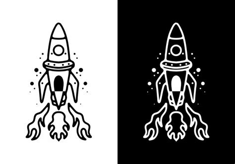 Premium Vector | Line art illustration tattoo design of a space rocket