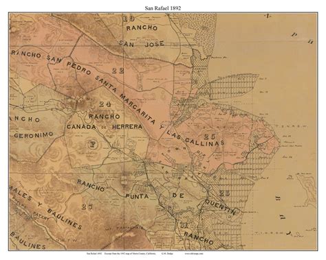 San Rafael, California 1892 Old Town Map Custom Print - Marin Co. - OLD ...