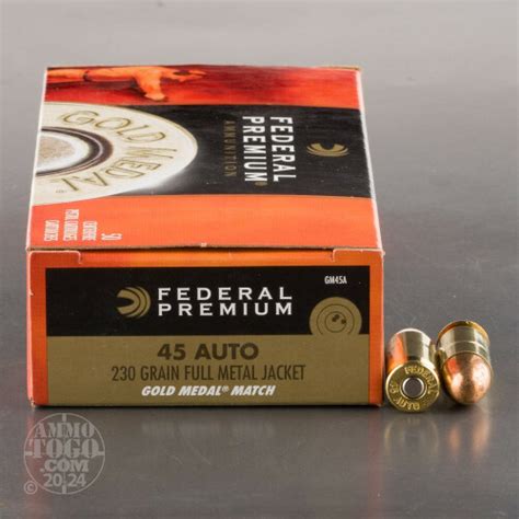 45 ACP (Auto) Ammunition for Sale. Federal 230 Grain Full Metal Jacket ...