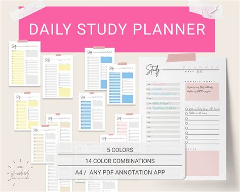 Study Planner Study Timetable Daily Study Planner | Etsy