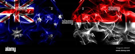 Flags of Australia, Australian vs Indonesia, Indonesian. Smoke flag ...