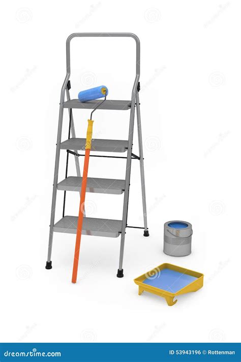 Painter S Equipment on White Stock Illustration - Illustration of paint ...