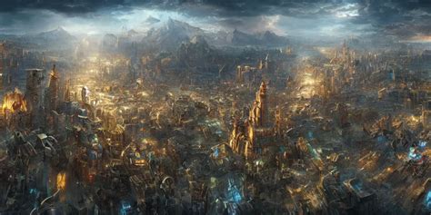 ecumenopolis, city of the gods, digital art by paul | Stable Diffusion ...