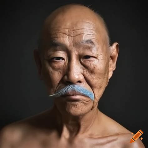 Very very very old bald asian man with a mustache on Craiyon