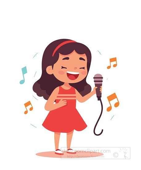 Music Clipart-young girl standing on stage holding microphone singing ...