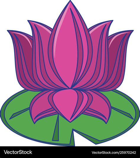 Lotus flower on leaf cartoon isolated blue lines Vector Image