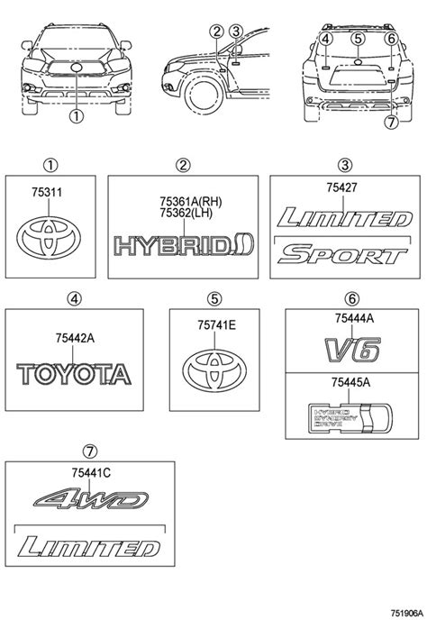 7543102080 - Toyota Emblem, back door, no.1; emblem, back door, no.2 ...