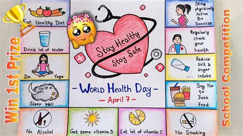 World Health Day Drawing/Easy Stay Healthy Stay Safe Poster/Health is ...