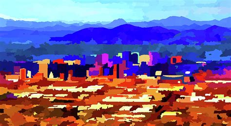 Downtown Phoenix Arizona Skyline Digital Art by Jon Baran - Pixels