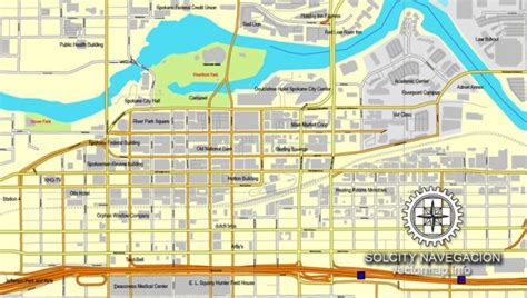 Spokane, Washington, US printable vector street City Plan map, full ...