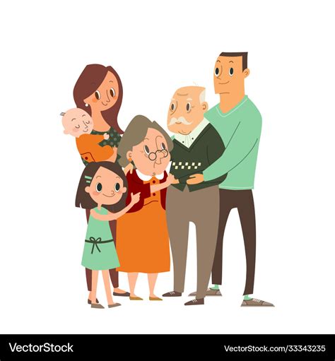 Happy family hugging each other cartoon character Vector Image