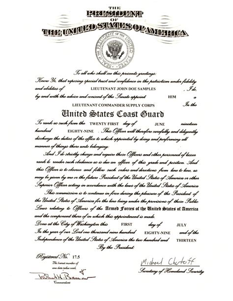 United States Coast Guard Officer Creed Certificate - Military ...