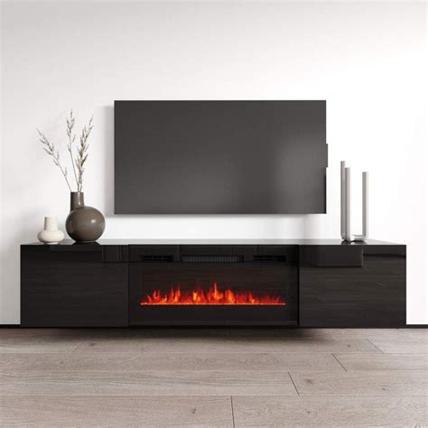 Amazon.com: Meble Furniture Cali BL-EF Floating Fireplace TV Stand for ...