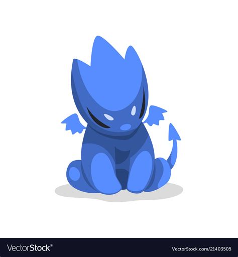 Cute cartoon blue baby dragon funny fantasy Vector Image