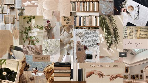 Download Inspiring Beige Aesthetic Laptop Collage Wallpaper ...