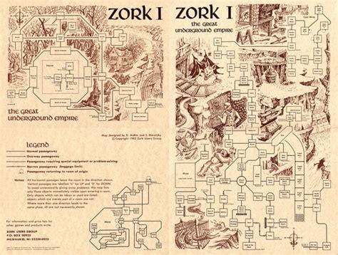 Zork User's Group map of Zork I, a computer adventure game by Infocom ...