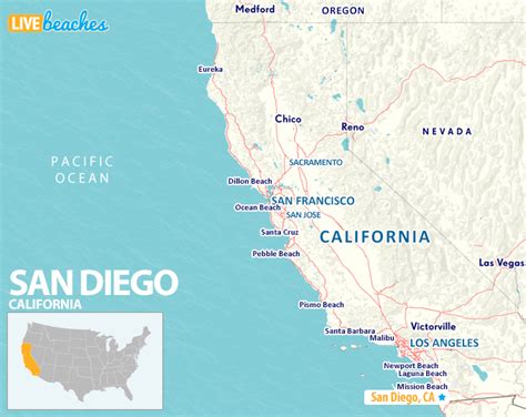 Map of San Diego, California - Live Beaches