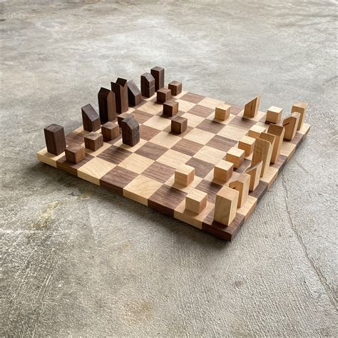 Hardwood Modern Chess Set - Etsy Canada