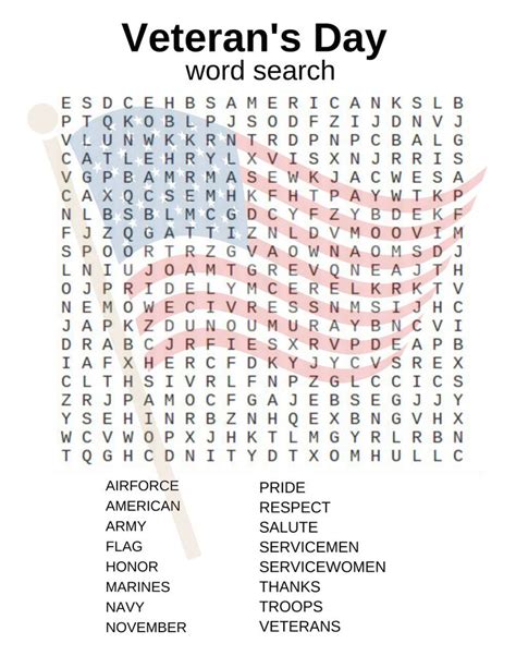 Veteran's Day Activities Free Printables {crossword, word search ...