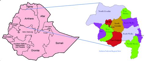 Map of Ethiopia Showing the Relative Location of Amhara Regional State ...