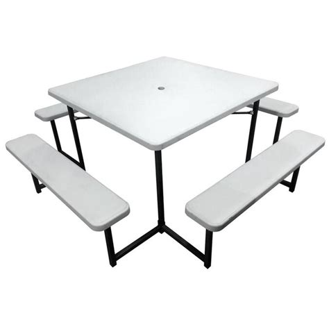 PDG Plastic Development Group Square Picnic Table with 4 Benches in the ...