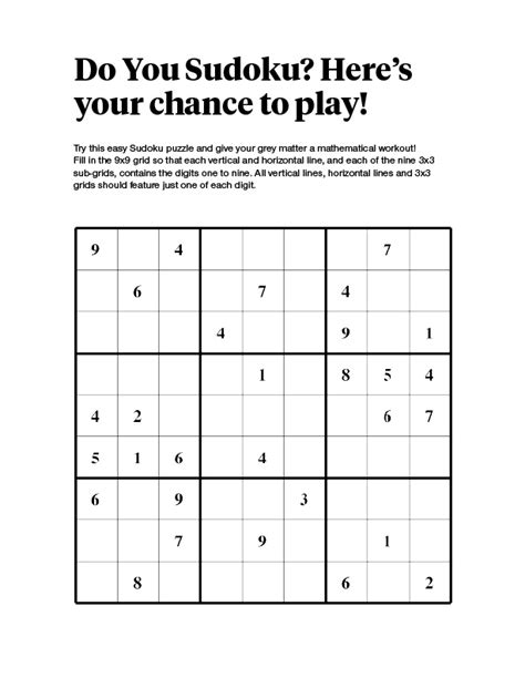 Printable Sudoku Puzzle - The AARP Medicare Supplement Blog