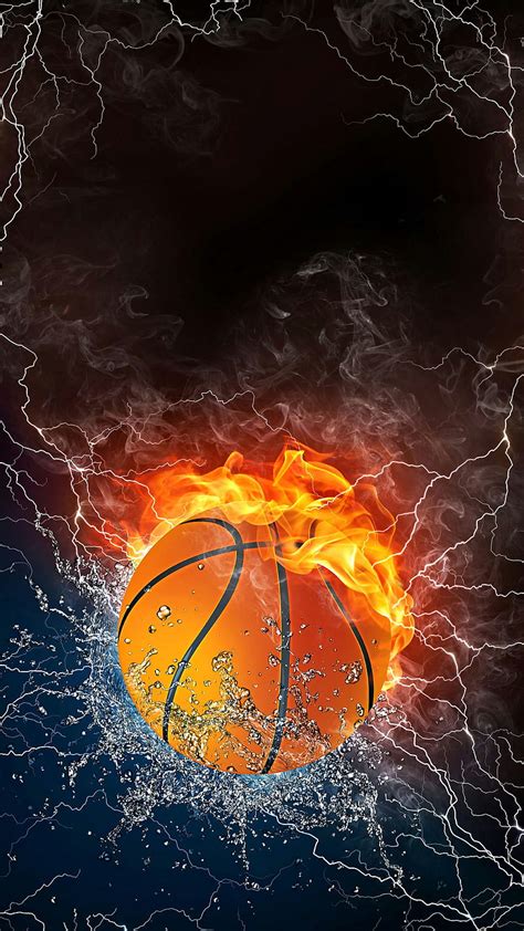 Basketball, fire, smoke, sport, thunder, water, HD phone wallpaper | Peakpx