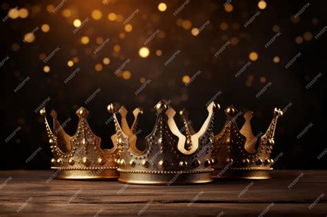 Premium AI Image | Three golden crowns and lights symbol of the Three ...