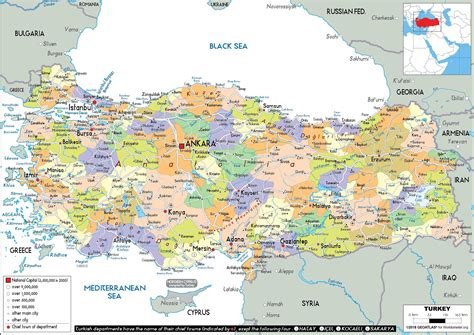 ترکیه سیاسی map - نقشه ترکیه سیاسی (غرب آسیا - آسیا)