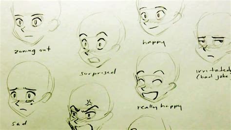 How to Draw a Manga Face: 7 Expressions - YouTube